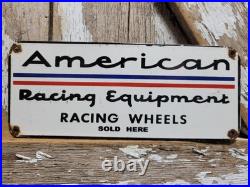 Vintage American Racing Equipment Porcelain Sign Sport Automobile Car Wheels USA