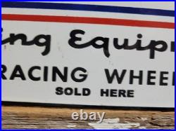 Vintage American Racing Equipment Porcelain Sign Sport Automobile Car Wheels USA
