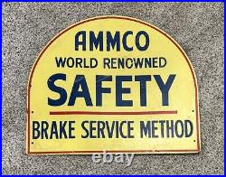 Vintage Ammco World Renowned Safety Brake Service Methos Sign Advertisement