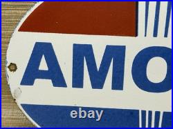 Vintage Amoco Gasoline Porcelain Sign Service Station American Oil Torch Gas