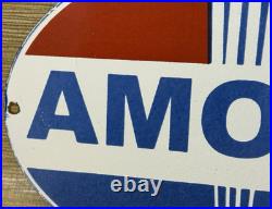 Vintage Amoco Gasoline Porcelain Sign Service Station American Oil Torch Gas