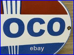 Vintage Amoco Gasoline Porcelain Sign Service Station American Oil Torch Gas