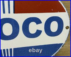 Vintage Amoco Gasoline Porcelain Sign Service Station American Oil Torch Gas