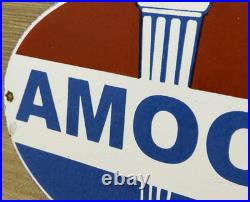 Vintage Amoco Gasoline Porcelain Sign Service Station American Oil Torch Gas