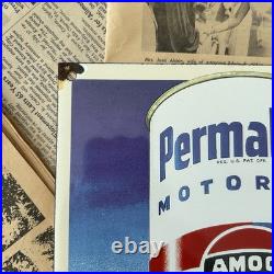 Vintage Amoco Motor Oil Permalube 8x12 Inches Porcelain Enamel Sign