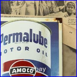 Vintage Amoco Motor Oil Permalube 8x12 Inches Porcelain Enamel Sign