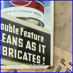 Vintage Amoco Motor Oil Permalube 8x12 Inches Porcelain Enamel Sign
