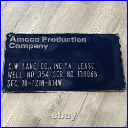 Vintage Amoco Oil Lease Sign Vintage Gas Embossed Metal Pump From Oil Well 30