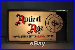 Vintage Ancient Age Lighted Sign Clock Advertisement Whiskey Bourbon Whisky