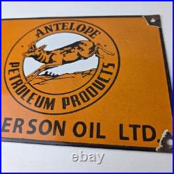 Vintage Antelope Petroleum Sign Motor Oil Gas Pump Porcelain Advertising Sign