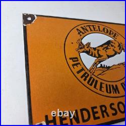 Vintage Antelope Petroleum Sign Motor Oil Gas Pump Porcelain Advertising Sign