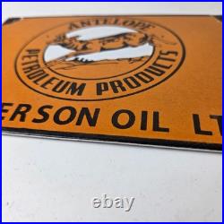 Vintage Antelope Petroleum Sign Motor Oil Gas Pump Porcelain Advertising Sign