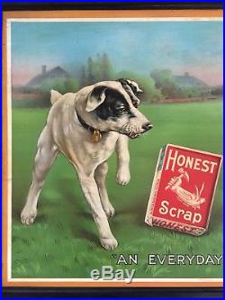 Vintage Antique 1920s Honest Scrap Tobacco Chromolithograph Advertising Sign