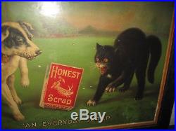 Vintage Antique 1920s Honest Scrap Tobacco Chromolithograph Advertising Sign