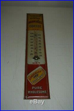 Vintage Antique Arbuckles' Coffee Tin Sign Thermometer AMAZING