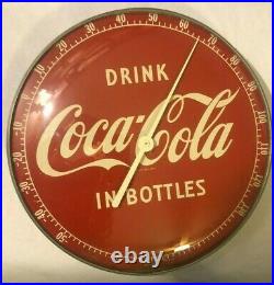 Vintage Antique Coca-Cola Round Metal Thermometer Sign -12 Diameter