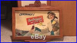 Vintage Antique DR PEPPER CARDBOARD SIGN Football Original Frame Old 1940s