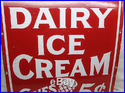 Vintage Antique Heavy Porcelain New Haven Dairy Ice Cream Sign