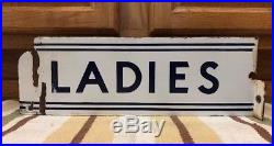 Vintage Antique LADIES Flange Porcelain Sign Restroom Bathroom Gas Station