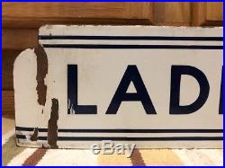 Vintage Antique LADIES Flange Porcelain Sign Restroom Bathroom Gas Station