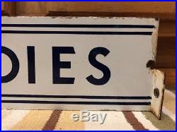 Vintage Antique LADIES Flange Porcelain Sign Restroom Bathroom Gas Station