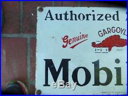 Vintage Antique Old Mobil Gargoyle Oil Bottle Stand Enamel Sign Petrol Station