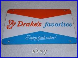 Vintage Antique Original Drake's Favorite Fresh Cakes? +duck 13.5 Metal Sign