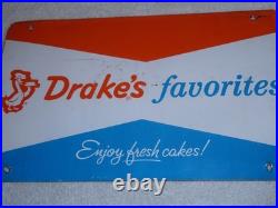 Vintage Antique Original Drake's Favorite Fresh Cakes? +duck 13.5 Metal Sign