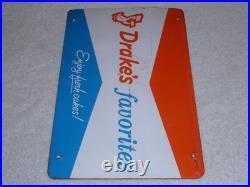 Vintage Antique Original Drake's Favorite Fresh Cakes? +duck 13.5 Metal Sign