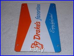 Vintage Antique Original Drake's Favorite Fresh Cakes? +duck 13.5 Metal Sign