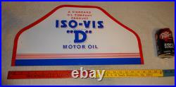 Vintage Antique Original Standard Iso = Vis D Motor Oil Metal Gasoline Rack Sign