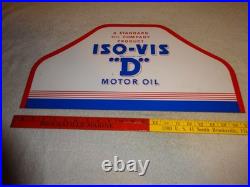 Vintage Antique Original Standard Iso = Vis D Motor Oil Metal Gasoline Rack Sign