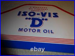 Vintage Antique Original Standard Iso = Vis D Motor Oil Metal Gasoline Rack Sign