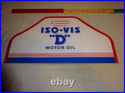 Vintage Antique Original Standard Iso = Vis D Motor Oil Metal Gasoline Rack Sign