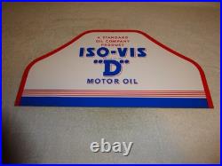 Vintage Antique Original Standard Iso = Vis D Motor Oil Metal Gasoline Rack Sign