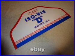 Vintage Antique Original Standard Iso = Vis D Motor Oil Metal Gasoline Rack Sign