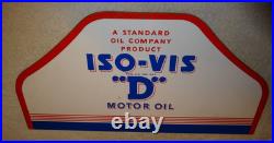 Vintage Antique Original Standard Iso = Vis D Motor Oil Metal Gasoline Rack Sign