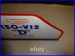 Vintage Antique Original Standard Iso = Vis D Motor Oil Metal Gasoline Rack Sign