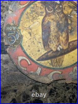 Vintage Antique Owl Cigar 5¢ Original Advertising Sign Vintage Antique Owl Cigar 5¢ Original Advertising Sign
