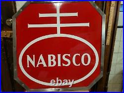Vintage Antique Porcelain NABISCO SIGN IN EXCELLENT CONDITION. 28x28