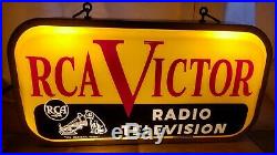 Vintage Antique RCA Victor Television Radio Lighted Sign 1950s Nipper Dog Logo