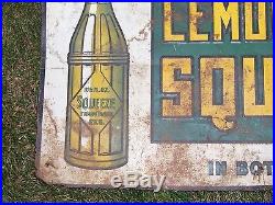 Vintage Antique Rare Lemon Lime Squeeze Tin Soda Bottle Sign Pop Advertising