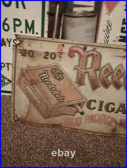 Vintage Antique Tin Embossed Reedsdale 20 Cents Cigarettes Advertising Sign Rare