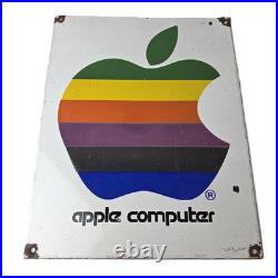 Vintage Apple Computers Sign Authorized Dealer Service Gas Porcelain Sign