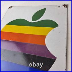 Vintage Apple Computers Sign Authorized Dealer Service Gas Porcelain Sign