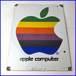 Vintage Apple Computers Sign Authorized Dealer Service Gas Porcelain Sign