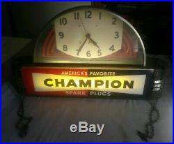 Vintage Art Deco Champion Spark Plugs Clock Light