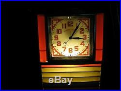 Vintage Art Deco Durable Sign Co. Wall Advertising Clock RUNS, LIGHTS UP 1940S