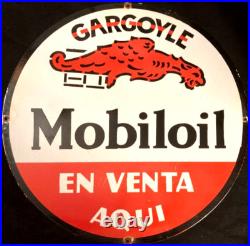 Vintage Art MOBILOIL GARGOYLE PORCELAIN ENAMEL SIGN Rare Advertising 30 Get it