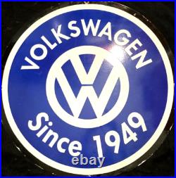 Vintage Art VOLKSWAGEN SINCE 1949 PORCELAIN ENAMEL SIGN Rare Advertising 30 Dia